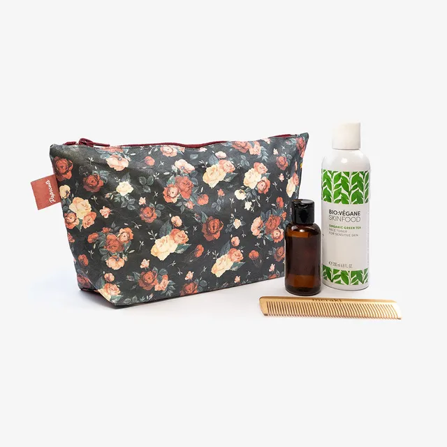 Paprcuts Kulturbeutel Flowers Waschtasche Blumen schwarz 28cm