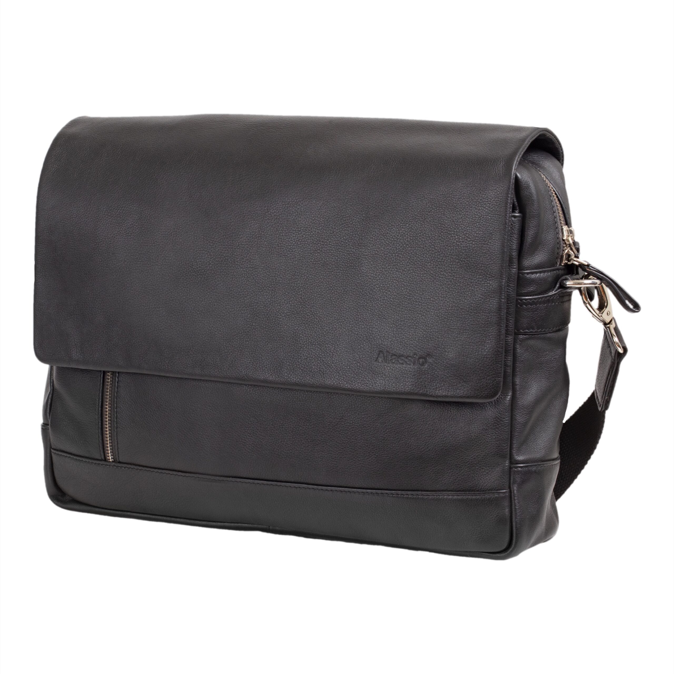 Alumaxx Oro Schultertasche Schwarz Leder A4 Laptopfach