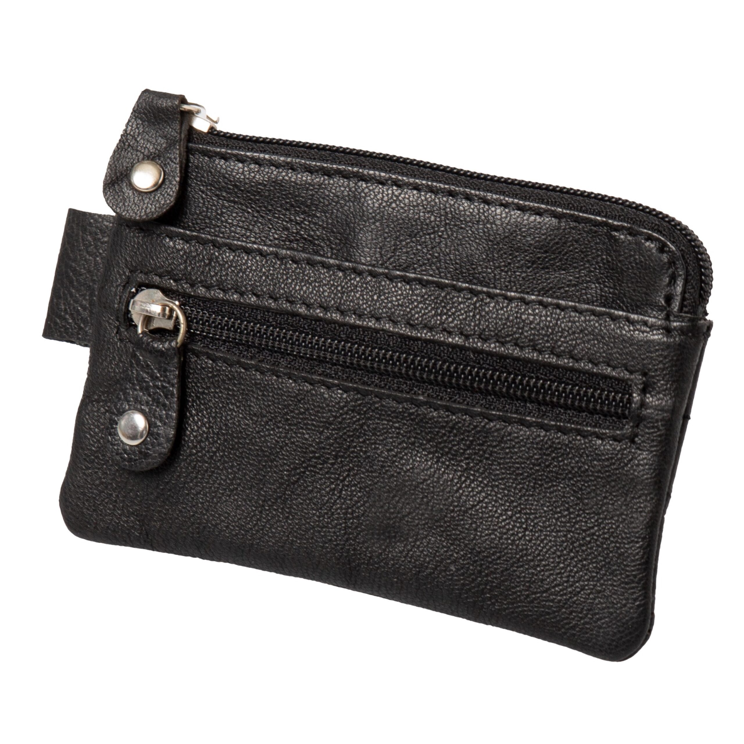 Alumaxx Schlüsseletui Leder Schwarz 7,5x10 cm 2 Ringe
