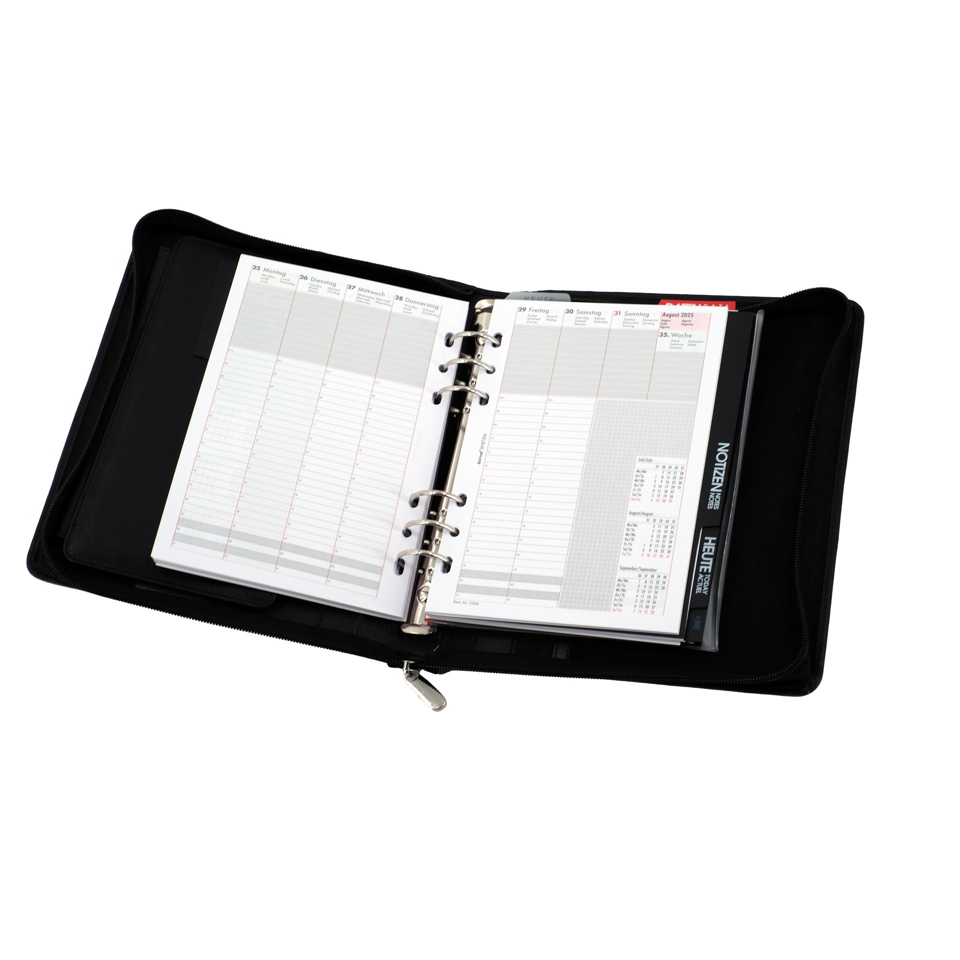 Alumaxx Manager-Planer A5 Terminkalender schwarz Reißverschluss