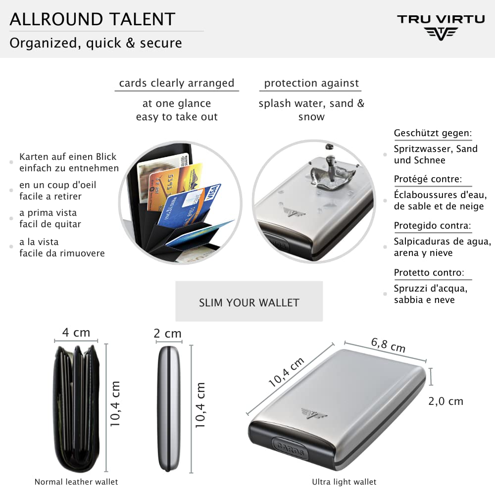 Tru Virtu Credit Card Case Fan Silk Silver Arrow RFID Alu