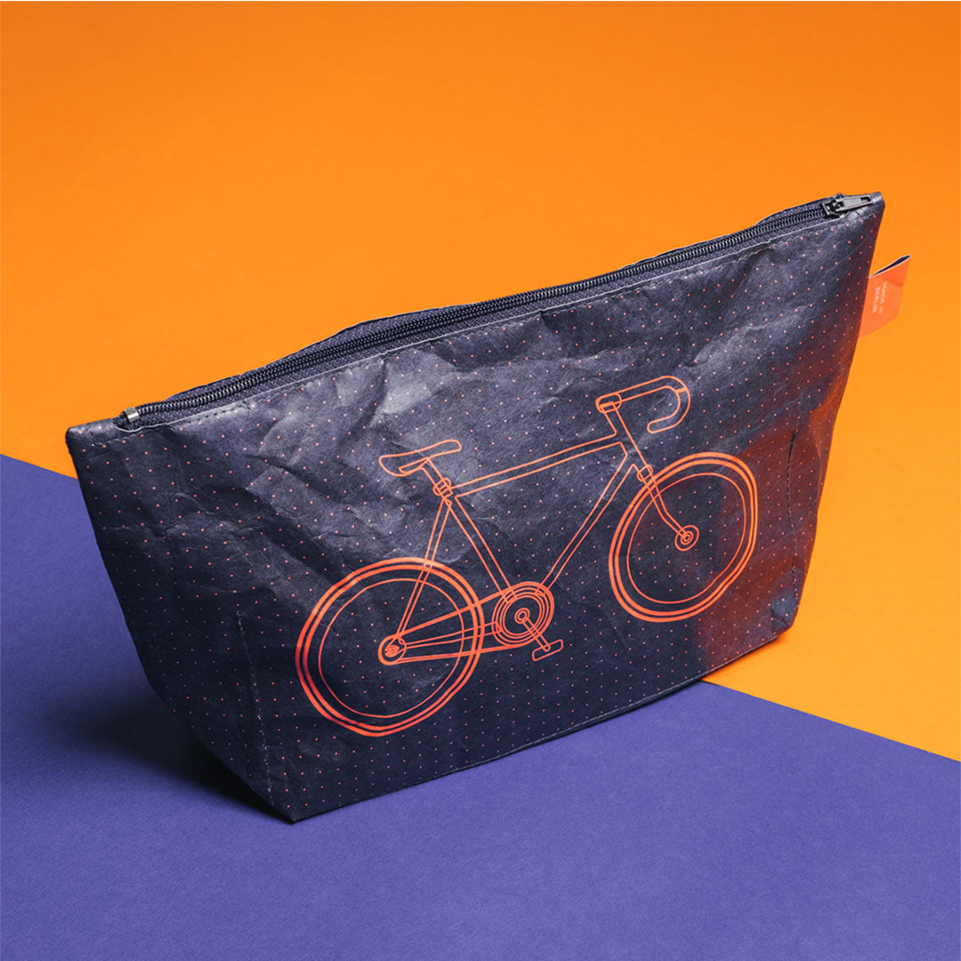 Paprcuts Kulturbeutel Bike Waschtasche blau-orange Tyvek