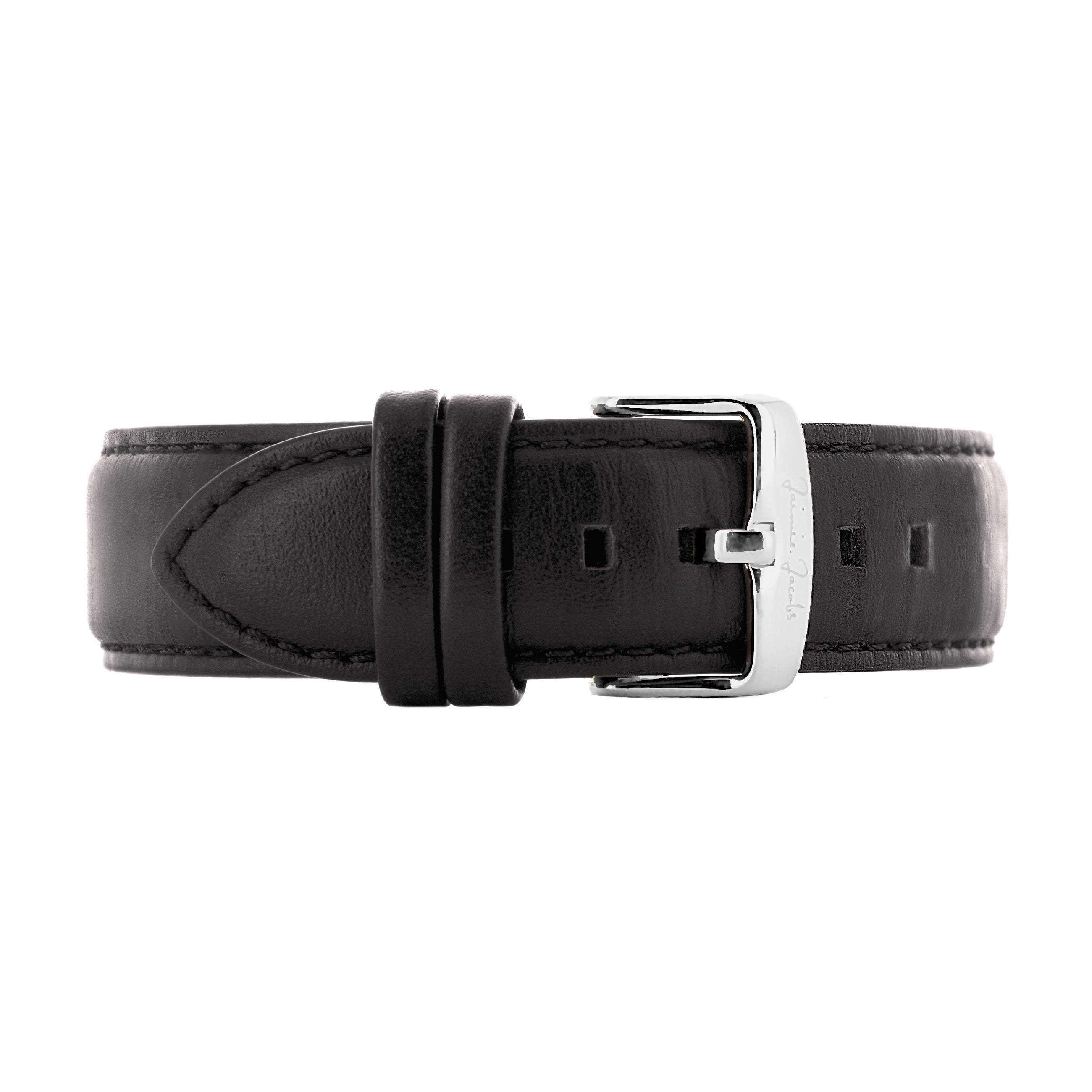 Jaimie Jacobs Lehel Uhrenarmband Leder Schwarz 20mm