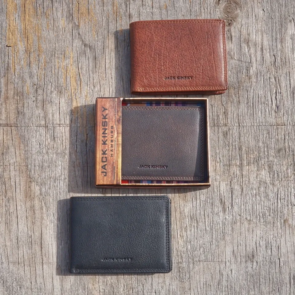 Jack Kinsky Porto 104 Minibörse Cognac Büffelleder RFID