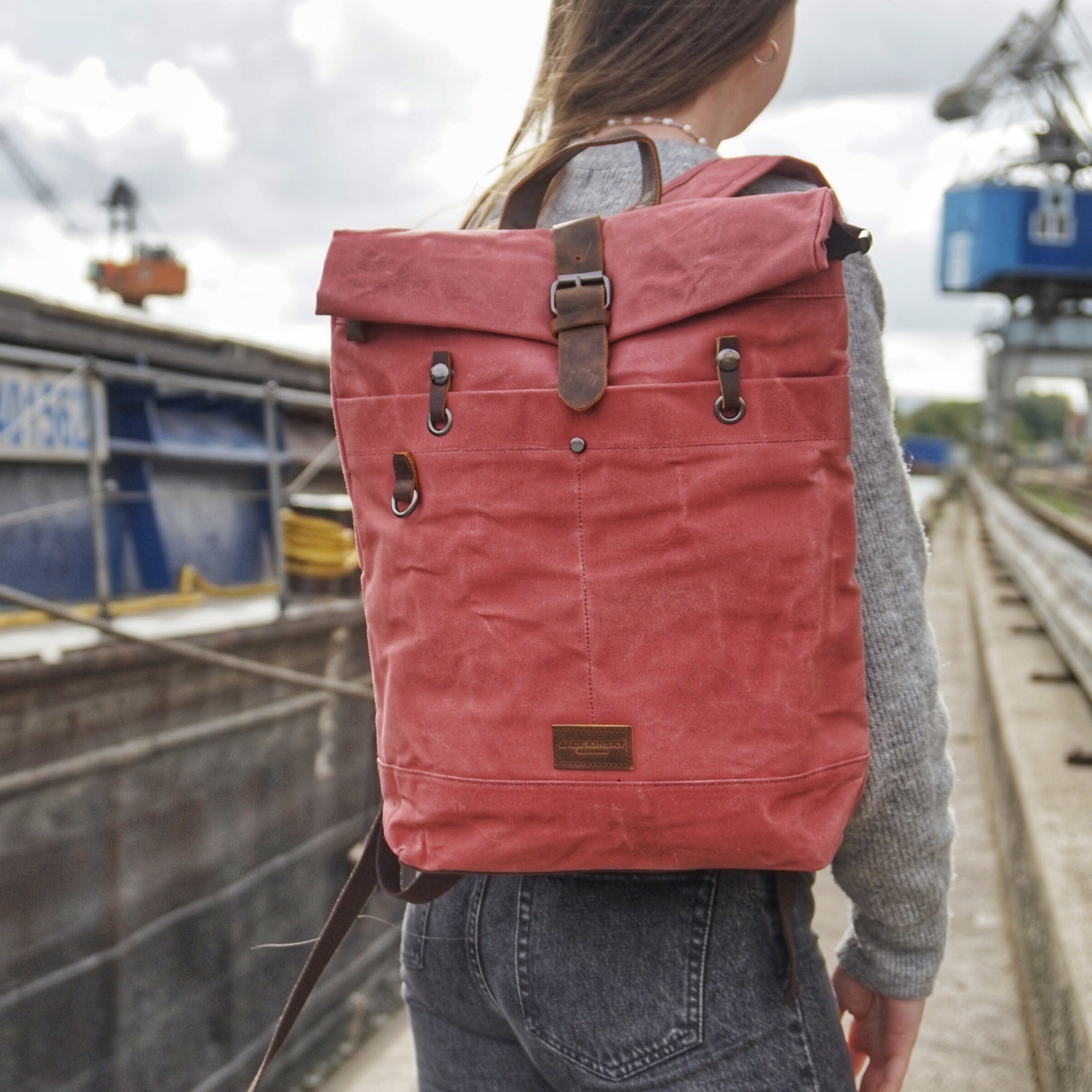 Jack Kinsky Dakar 1 Rucksack Navy Canvas Leder