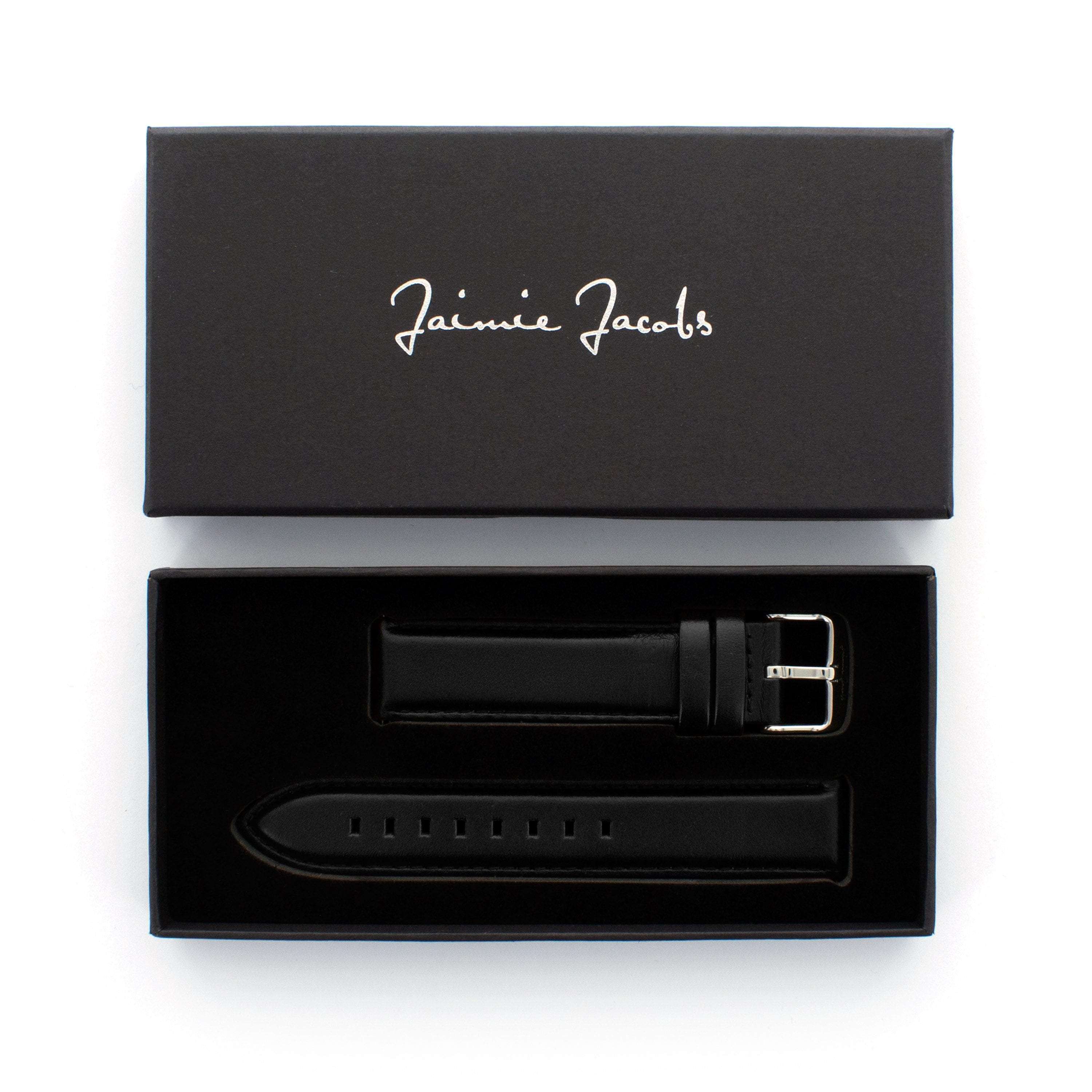Jaimie Jacobs Lehel Uhrenarmband Leder Schwarz 20mm