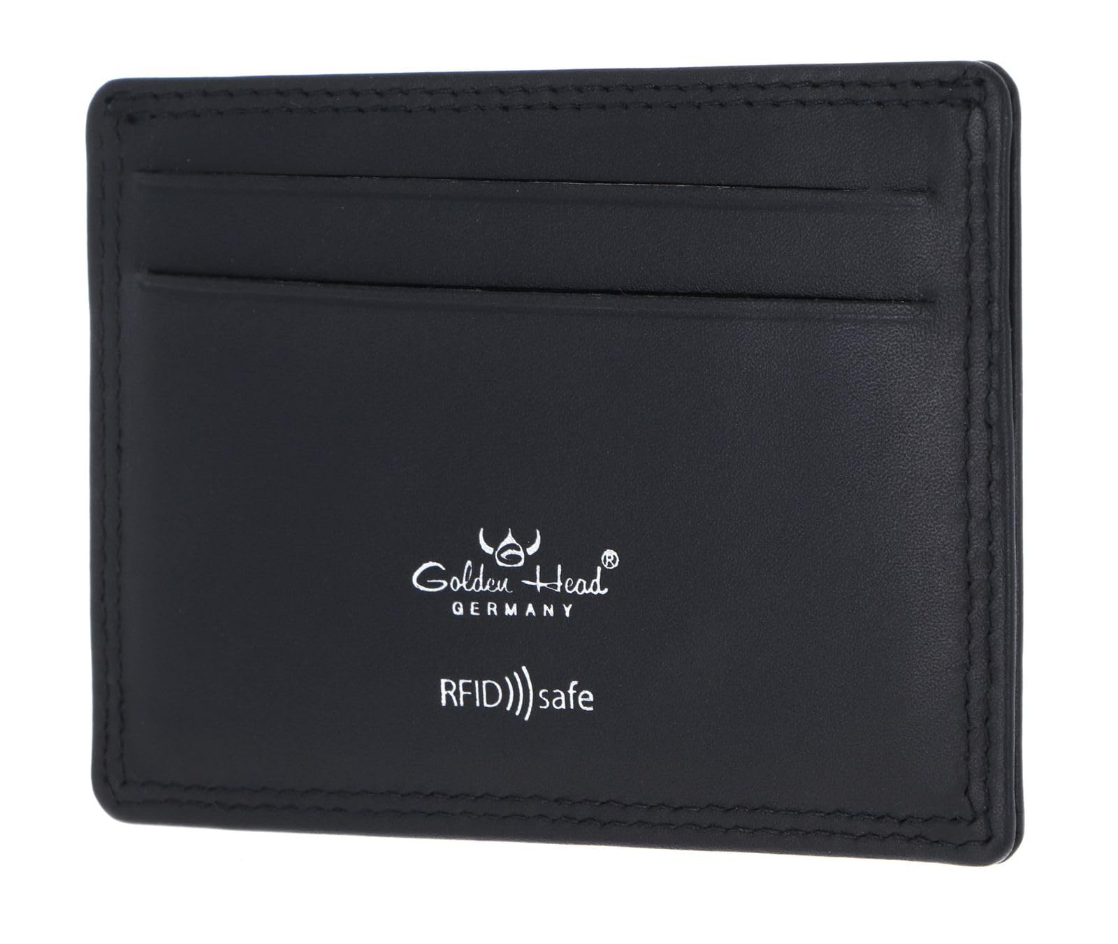 Golden Head Polo 4448 Kartenetui Schwarz RFID Rindsleder Flach