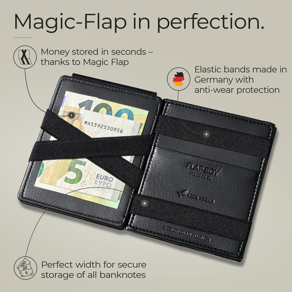 Jaimie Jacobs Flap Boy XL AirTag Geldbörse Vegan Schwarz