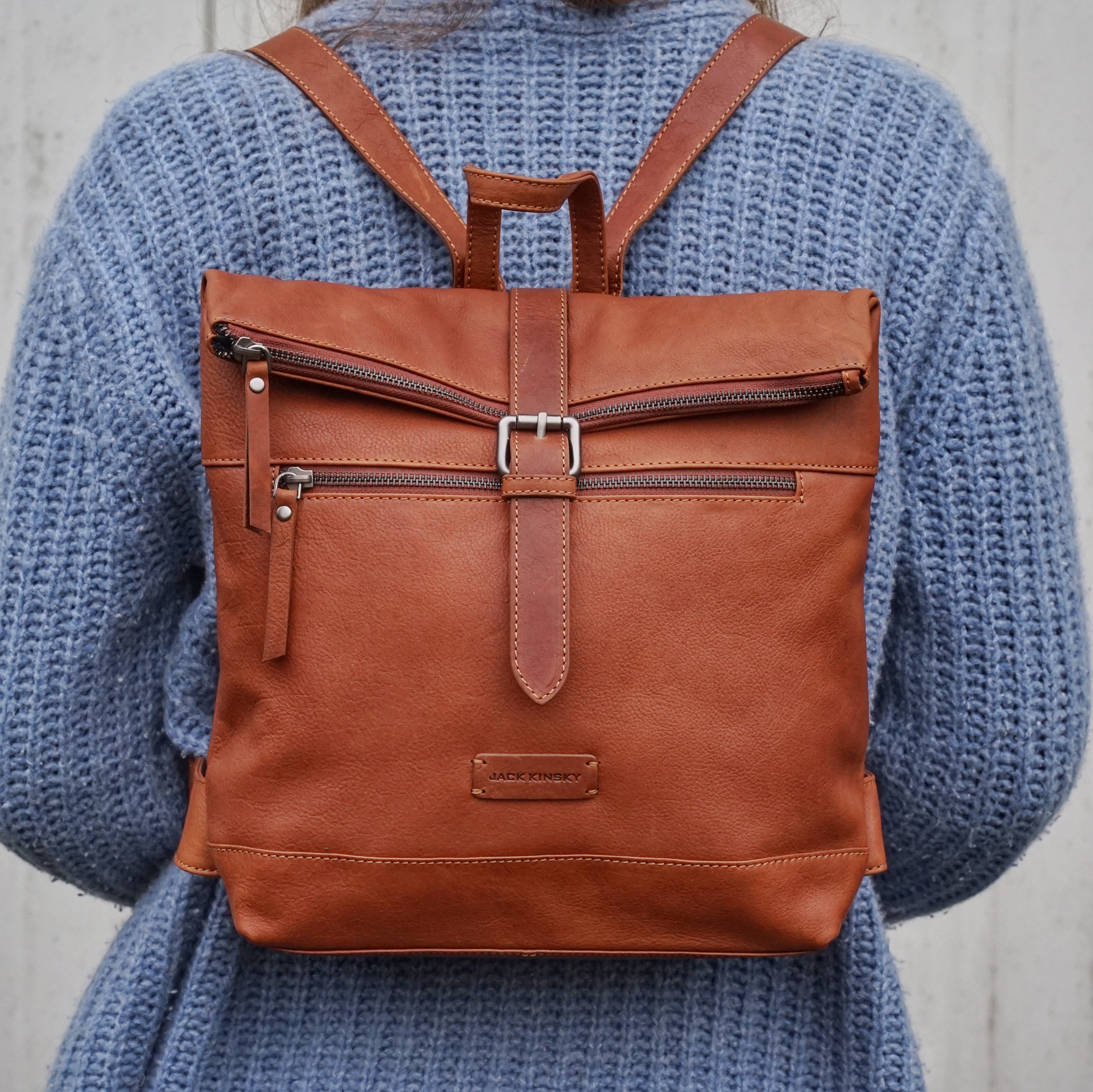 Jack Kinsky Montreal 26N Rucksack Cognac Rindsleder