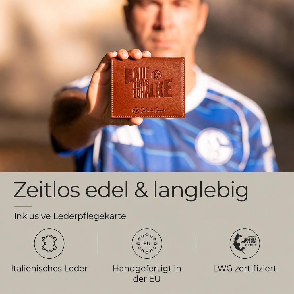 Jaimie Jacobs Flap Boy Geldbörse Schalke Aufstieg Leder RFID