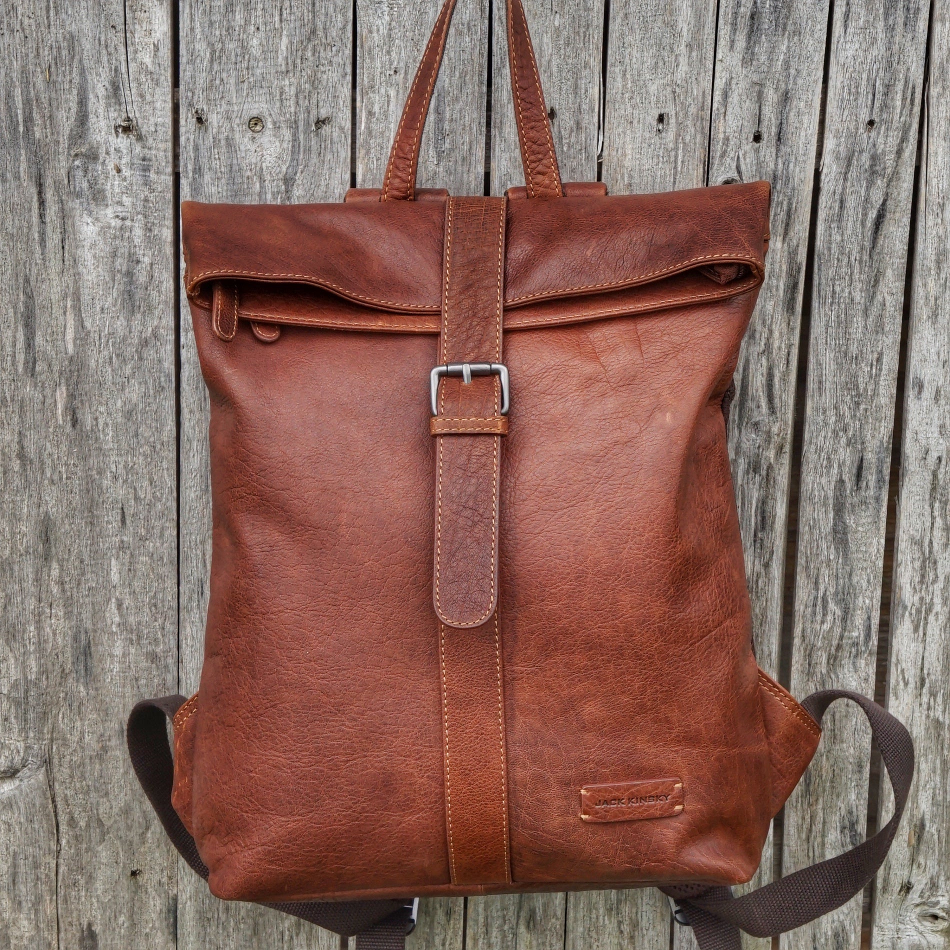 Jack Kinsky Porto 5 Rucksack Cognac Büffelleder Laptop