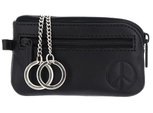 oxmox Leather Keyholder Schüsselmäppchen Peace Black Leder