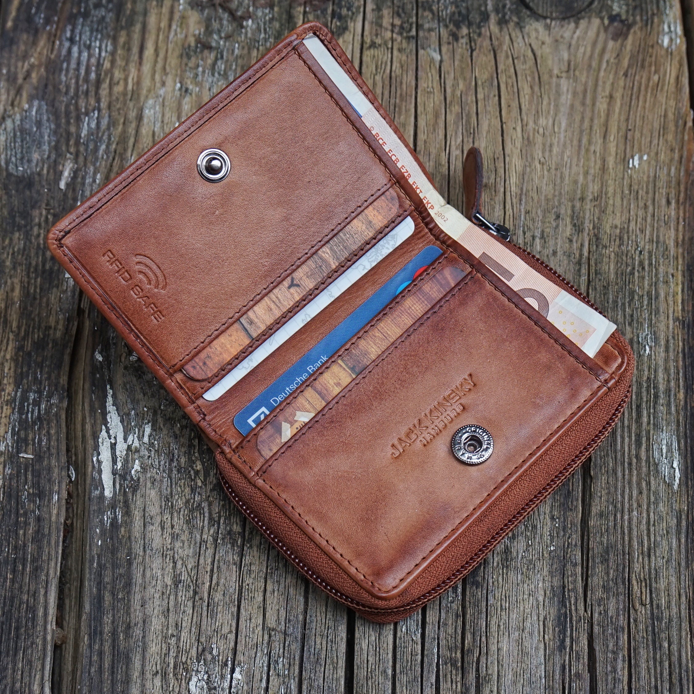 Jack Kinsky Nelson 110 Geldbörse Cognac RFID Leder