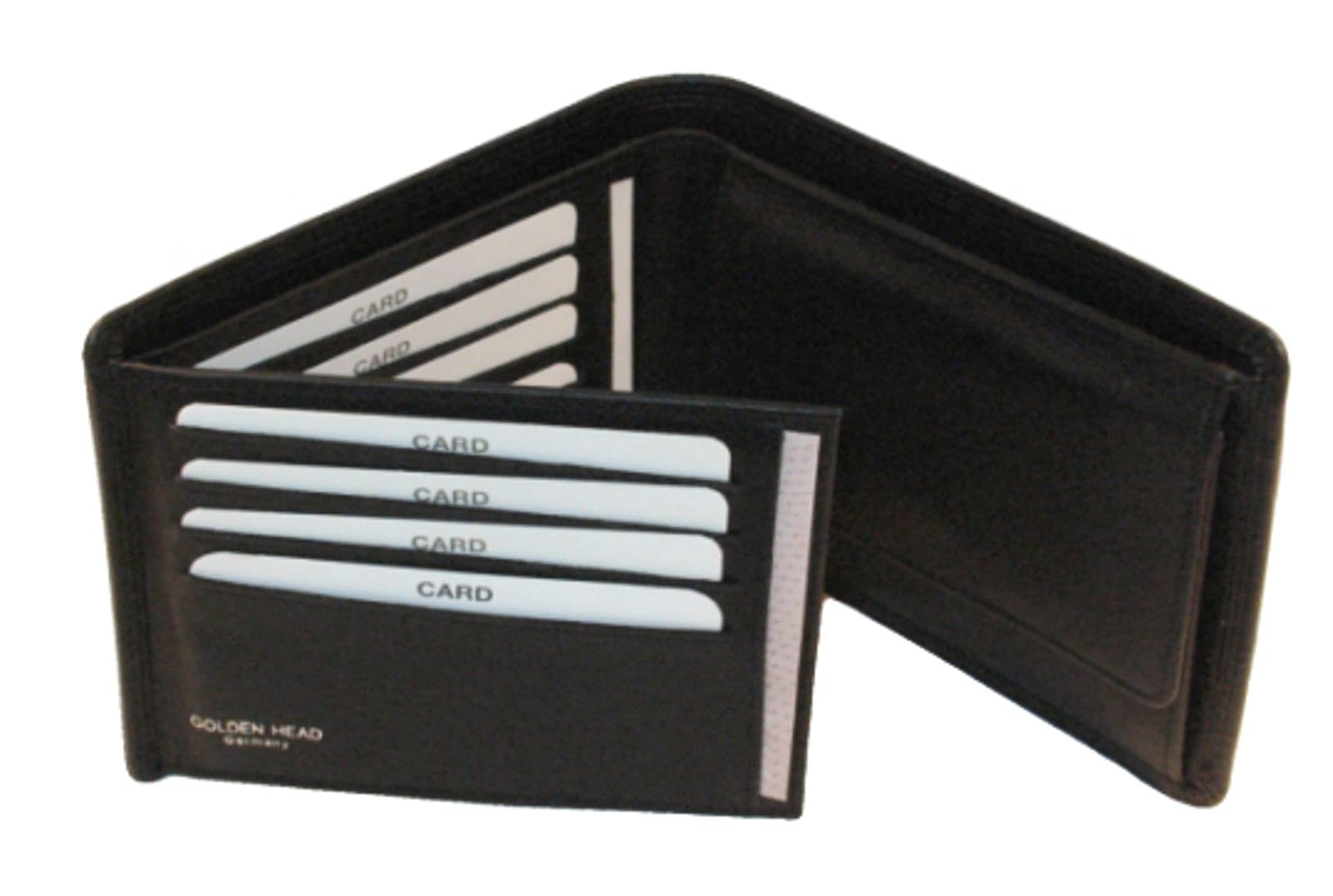 Golden Head Polo Scheintasche 12 cm Schwarz Leder Querformat
