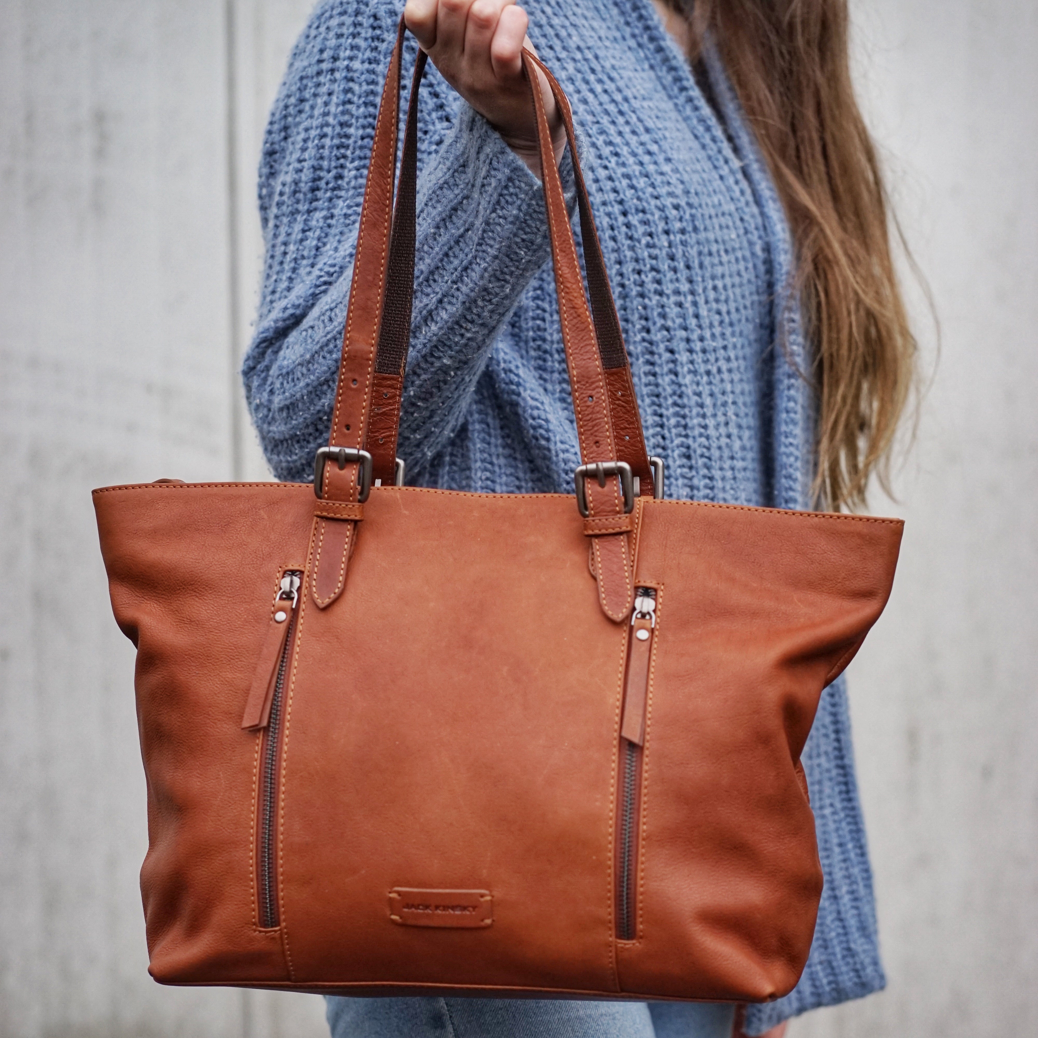 Jack Kinsky Montreal 25N Shoppertasche Cognac Rindleder