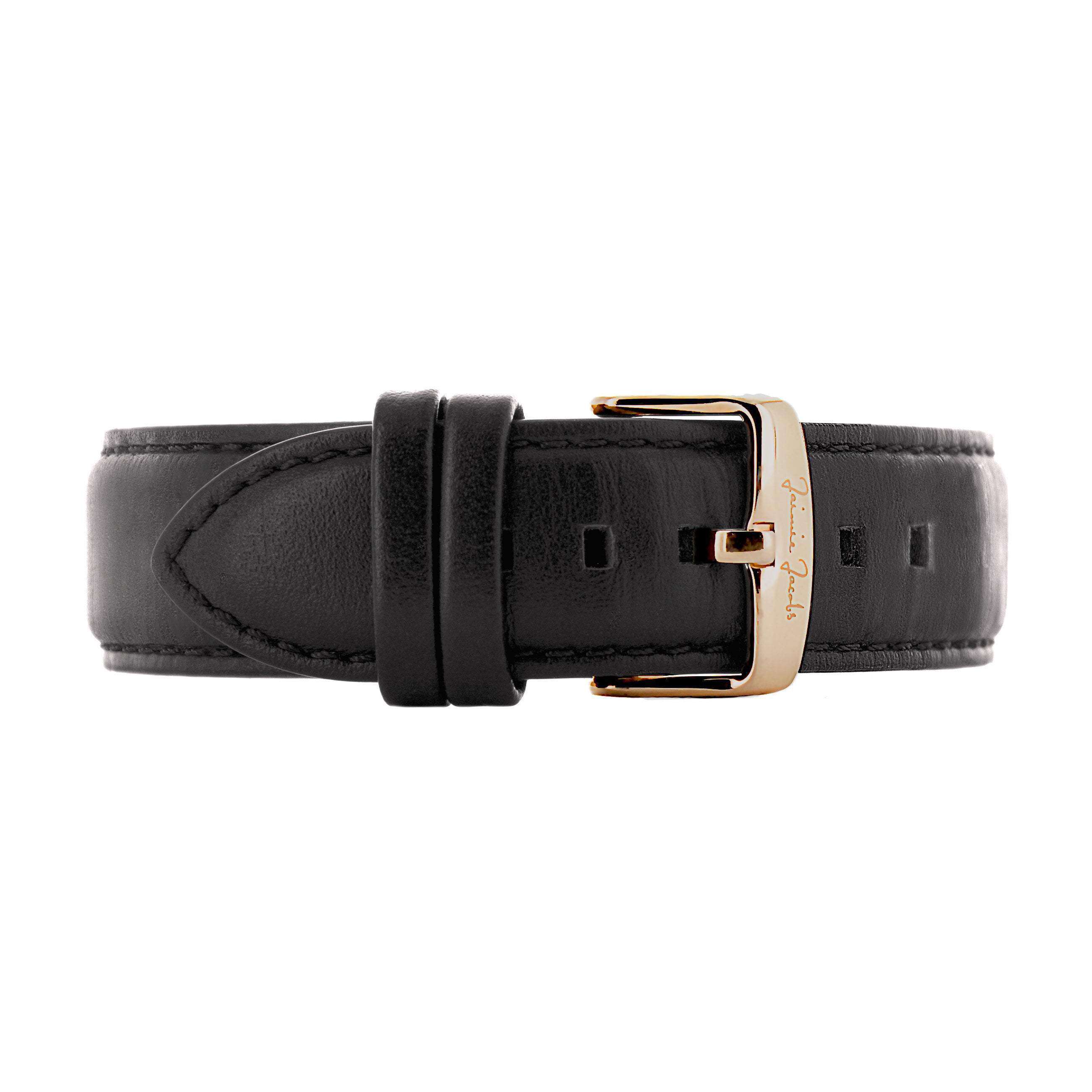 Jaimie Jacobs Lehel Uhrenarmband Leder Schwarz 20mm