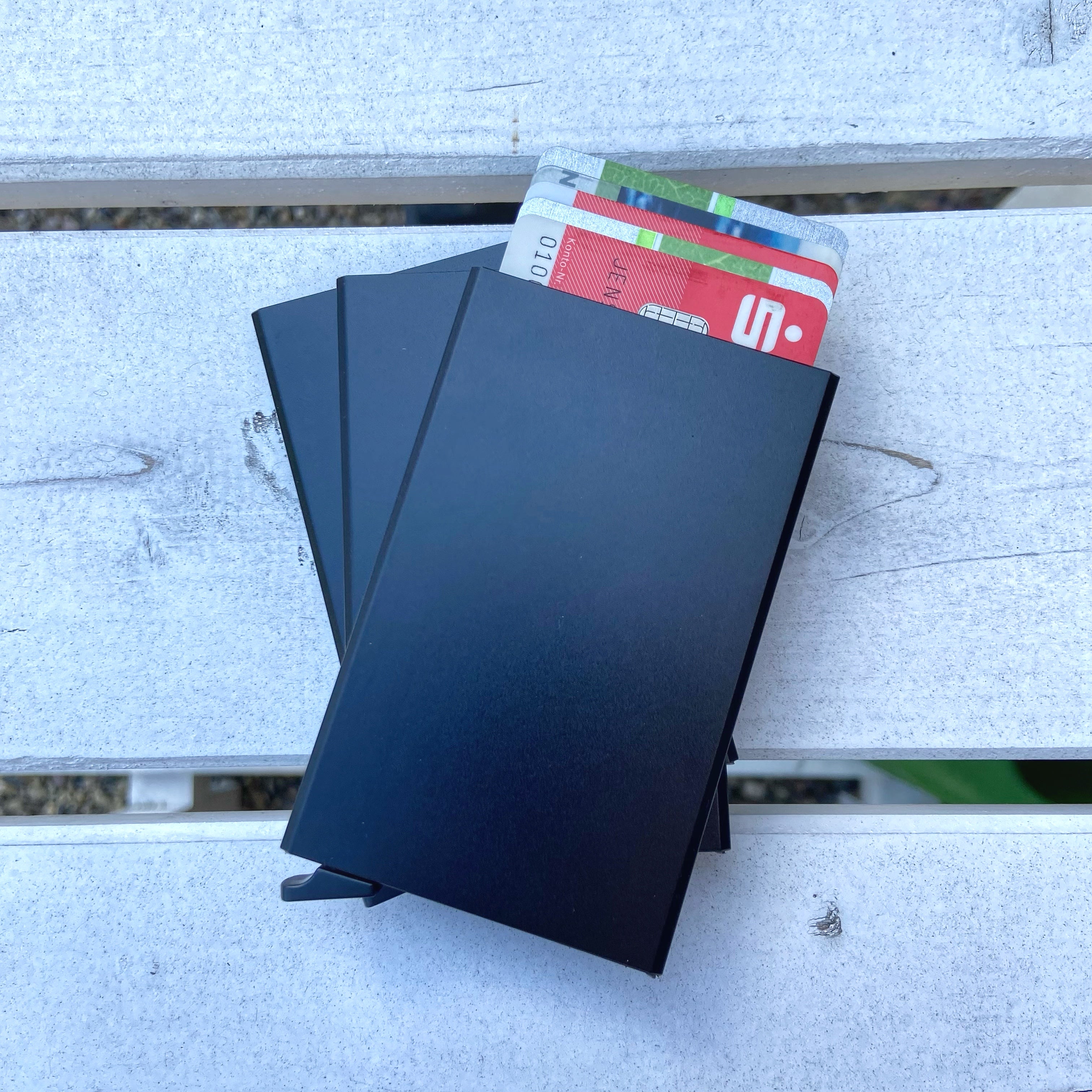 Kartenbox 501 Kartenetui Schwarz Metall RFID
