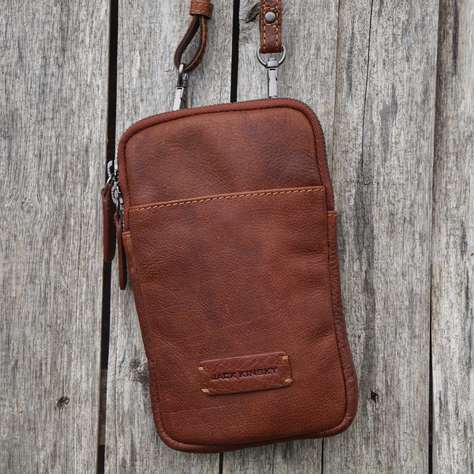 Jack Kinsky Porto 10 Handytasche Cognac Büffelleder