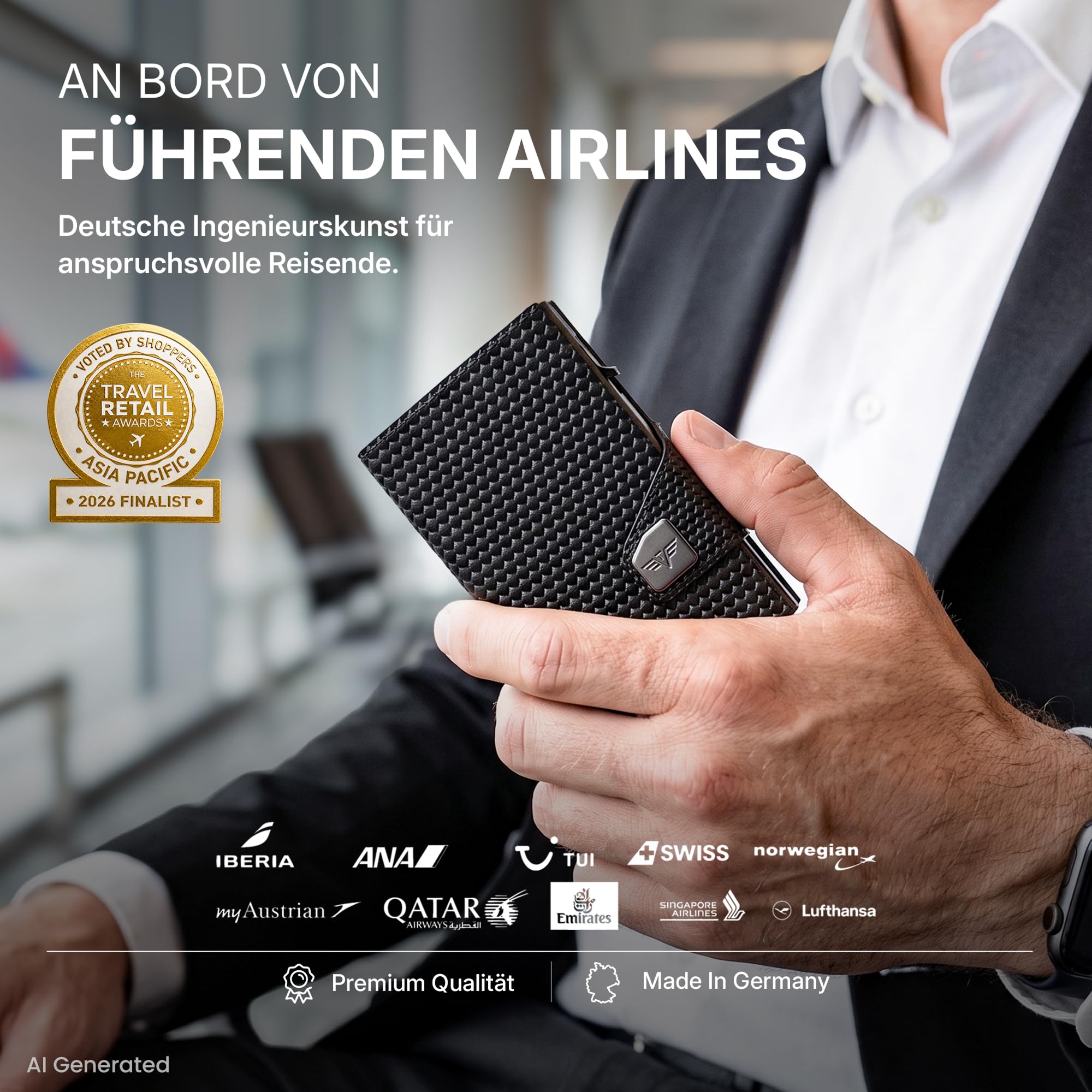 Tru Virtu Coin Pocket Slim Wallet Kartenetui Münzfach RFID Leder