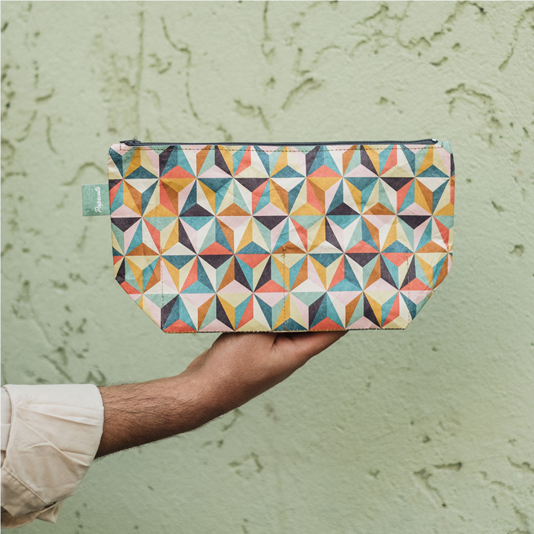 Paprcuts Kulturbeutel Abstract Retro Tyvek Muster waschbar