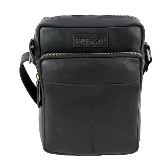 Alumaxx PORT Umhängetasche Leder schwarz 18x25cm
