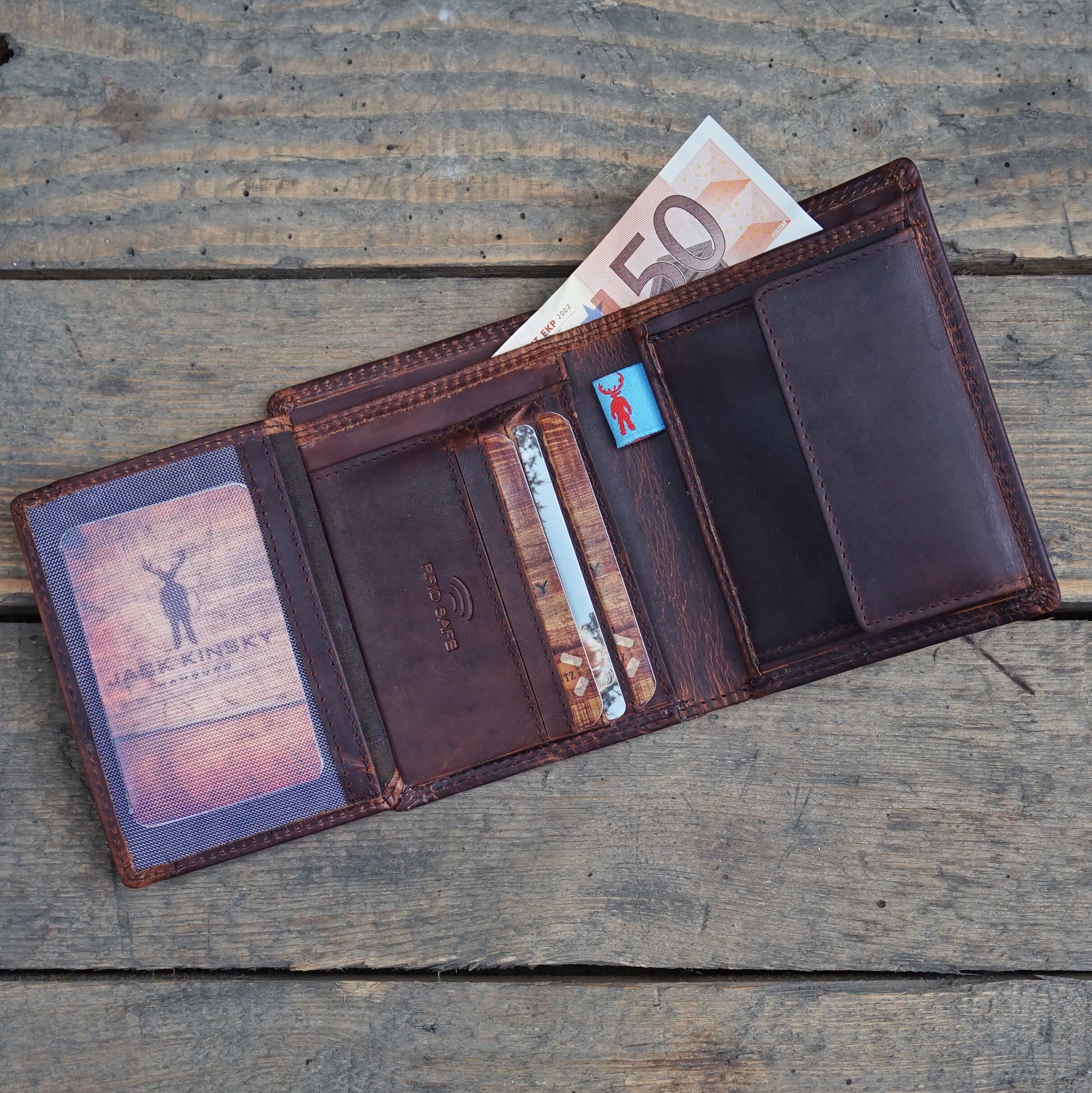 Jack Kinsky Monterey 102 Herrenbörse Cognac Rindleder
