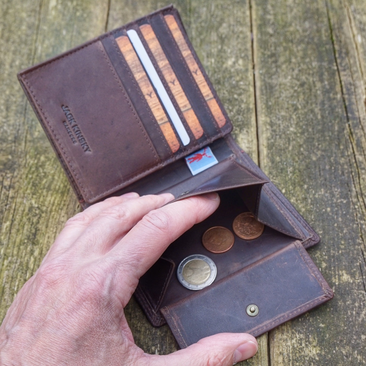 Jack Kinsky Colombo 200 Geldbörse Mocca Pull-Up Leder