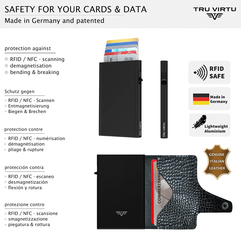 Tru Virtu Wallet Click & Slide Karten-Portemonnaie Croco Black