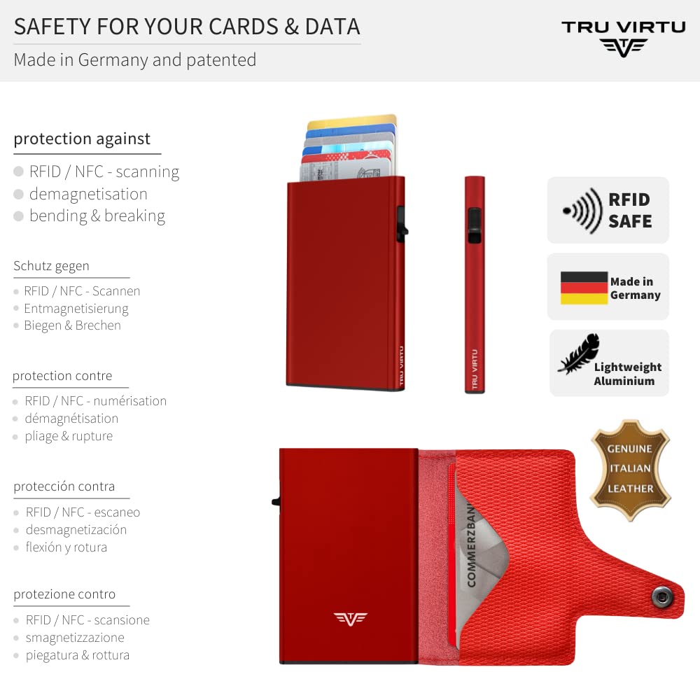 TRU VIRTU Wallet Click & Slide Kartenetui Rugged Red Leder