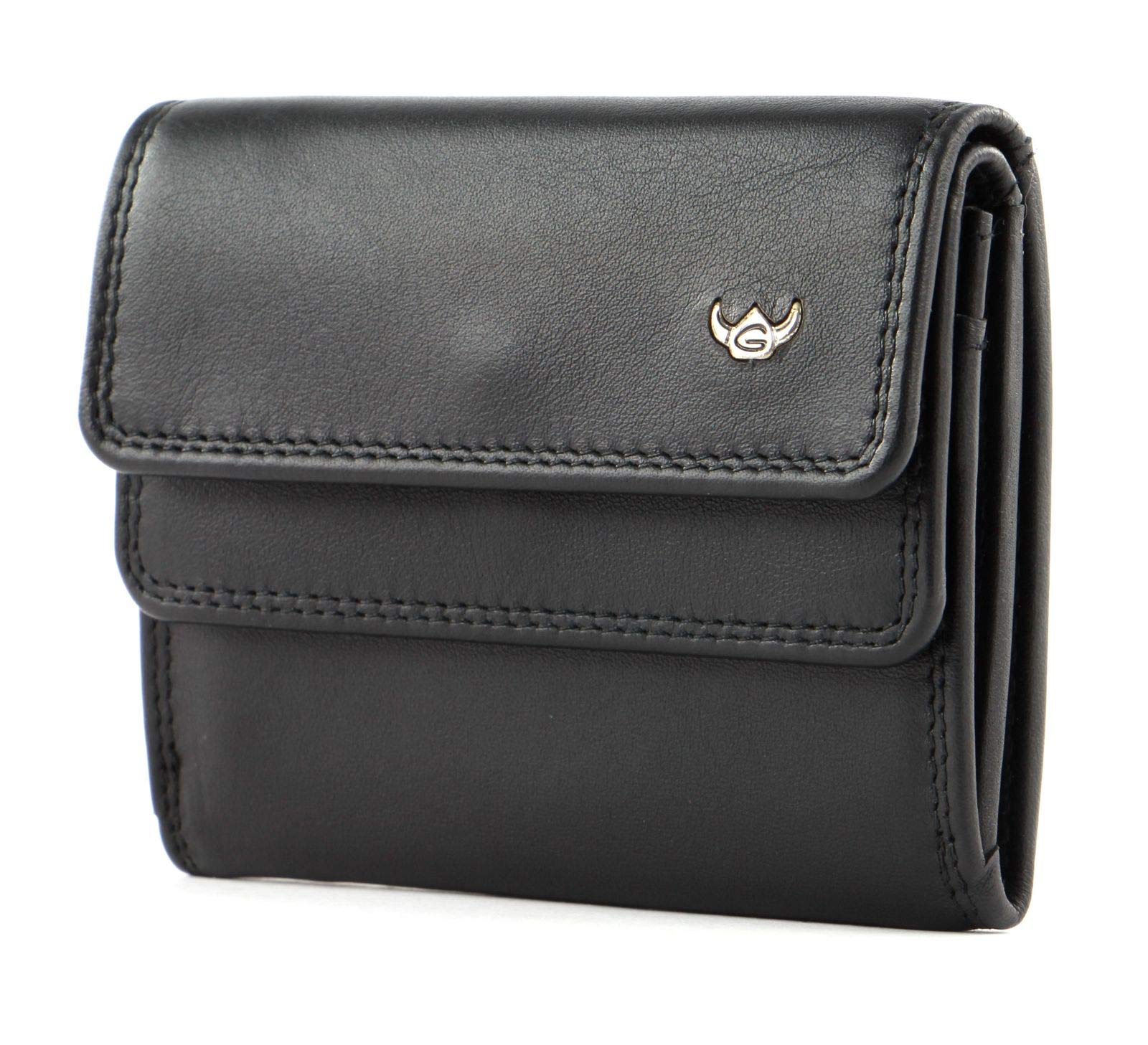 Golden Head Polo Überschlagbörse 10 cm Schwarz Rindleder