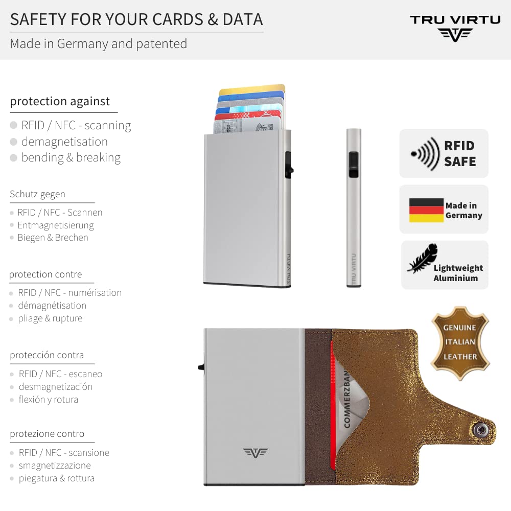 Tru Virtu Wallet Click & Slide Kartenetui Goldbrown RFID