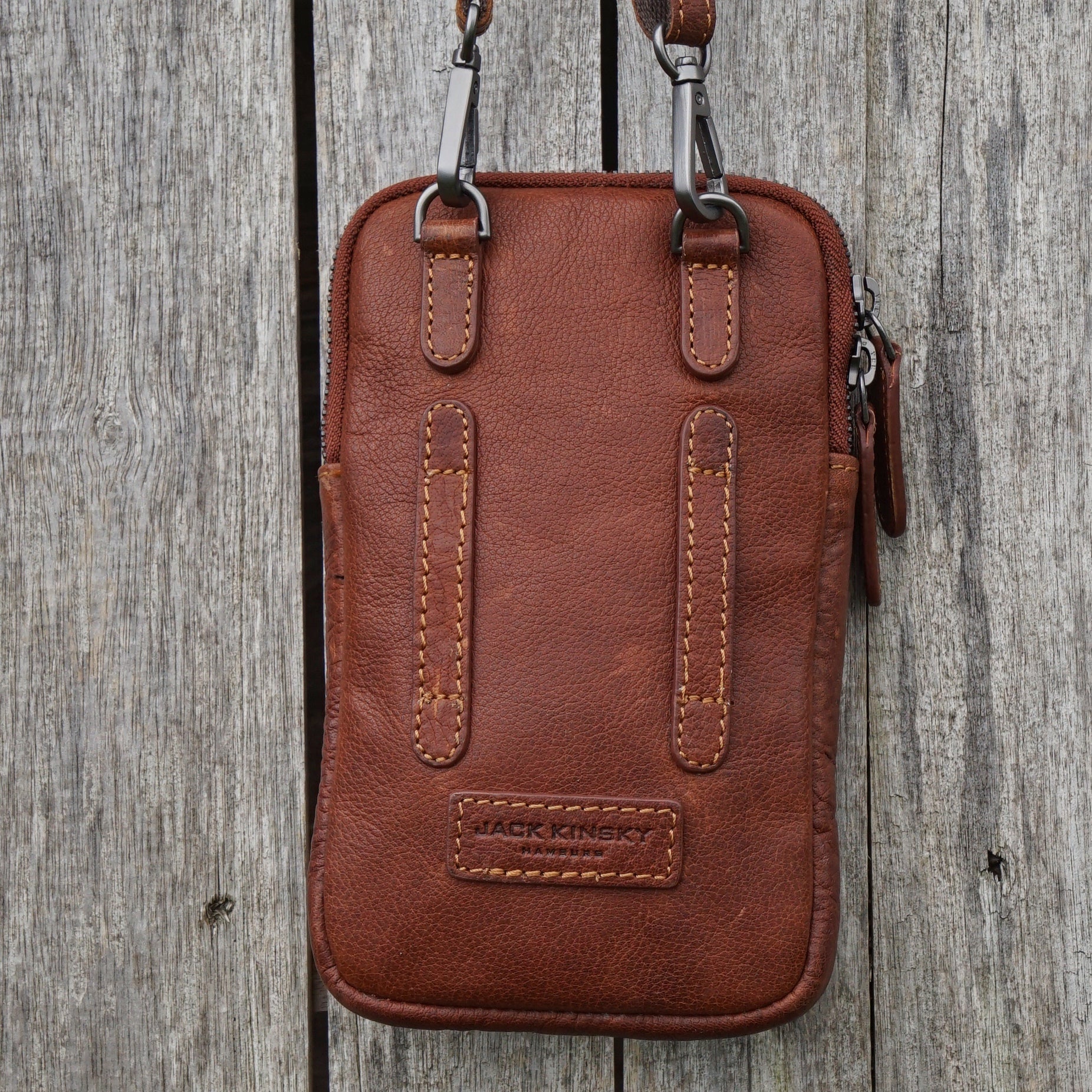 Jack Kinsky Porto 10 Handytasche Cognac Büffelleder