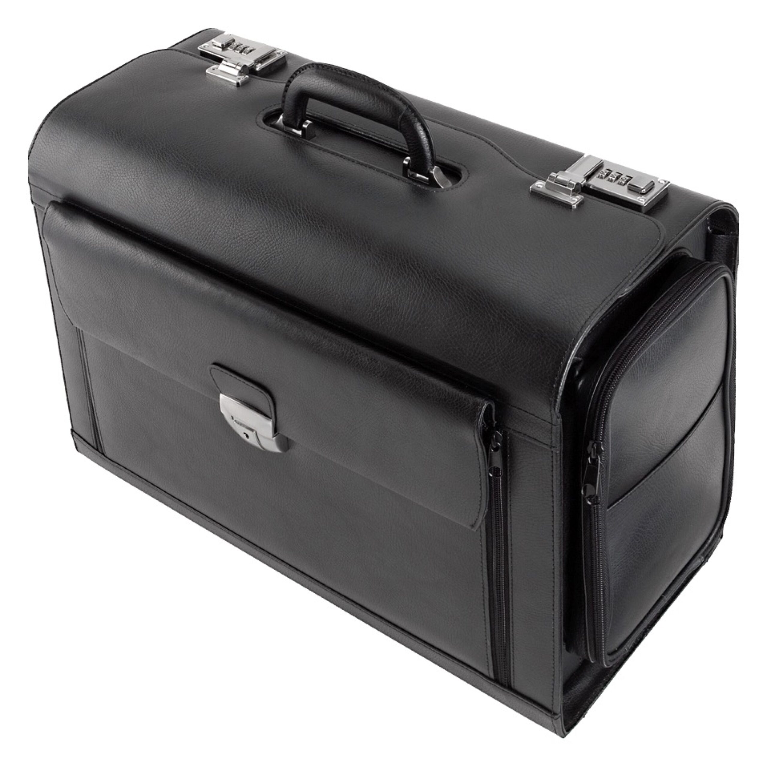 Alumaxx Pilotenkoffer VERONA Aktentasche Leder schwarz 17 Zoll