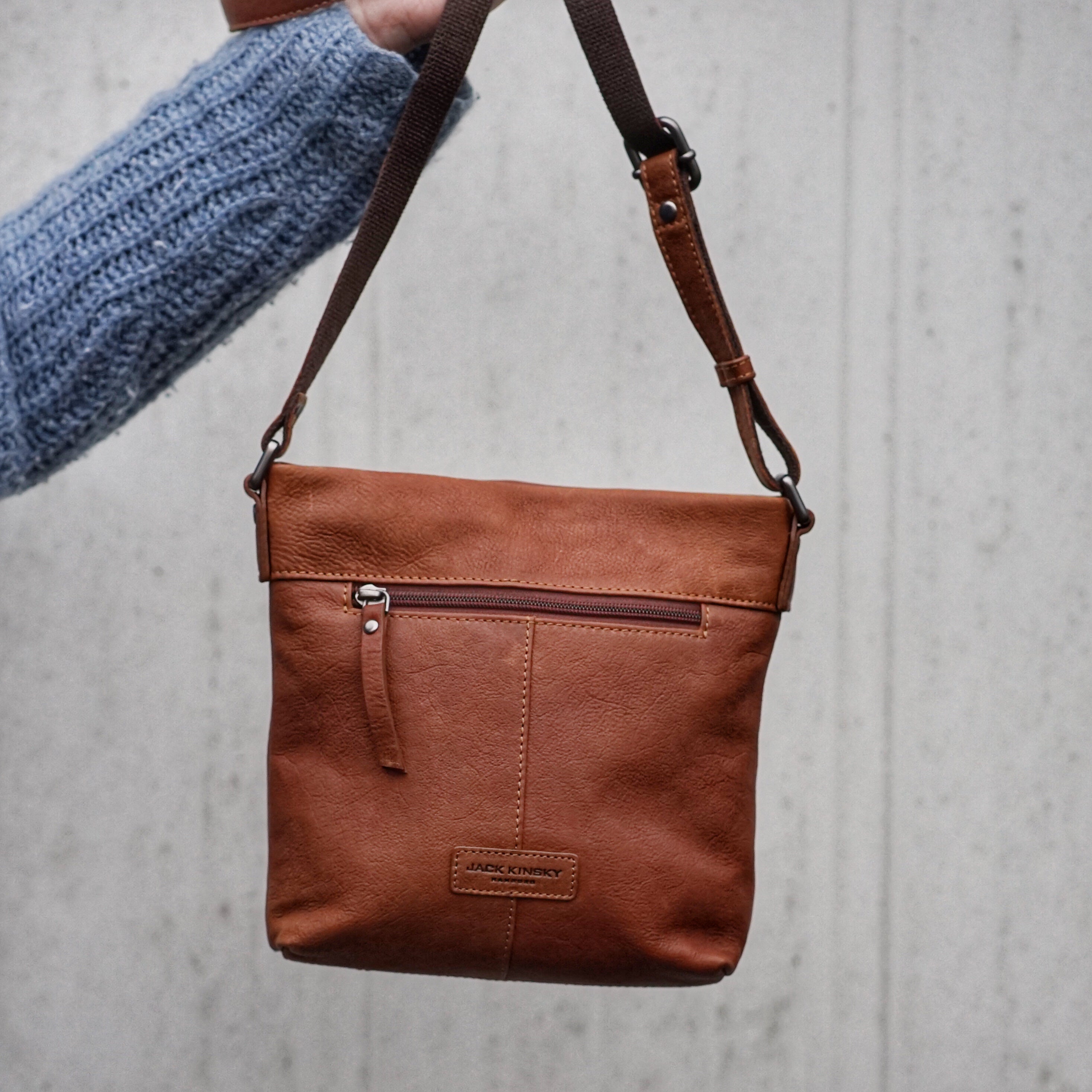 Jack Kinsky Montreal 20N Umhängetasche Cognac Leder