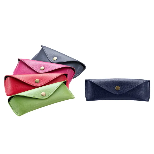 Alumaxx Brillen-Etui Leder Blau 16 cm Klappverschluss