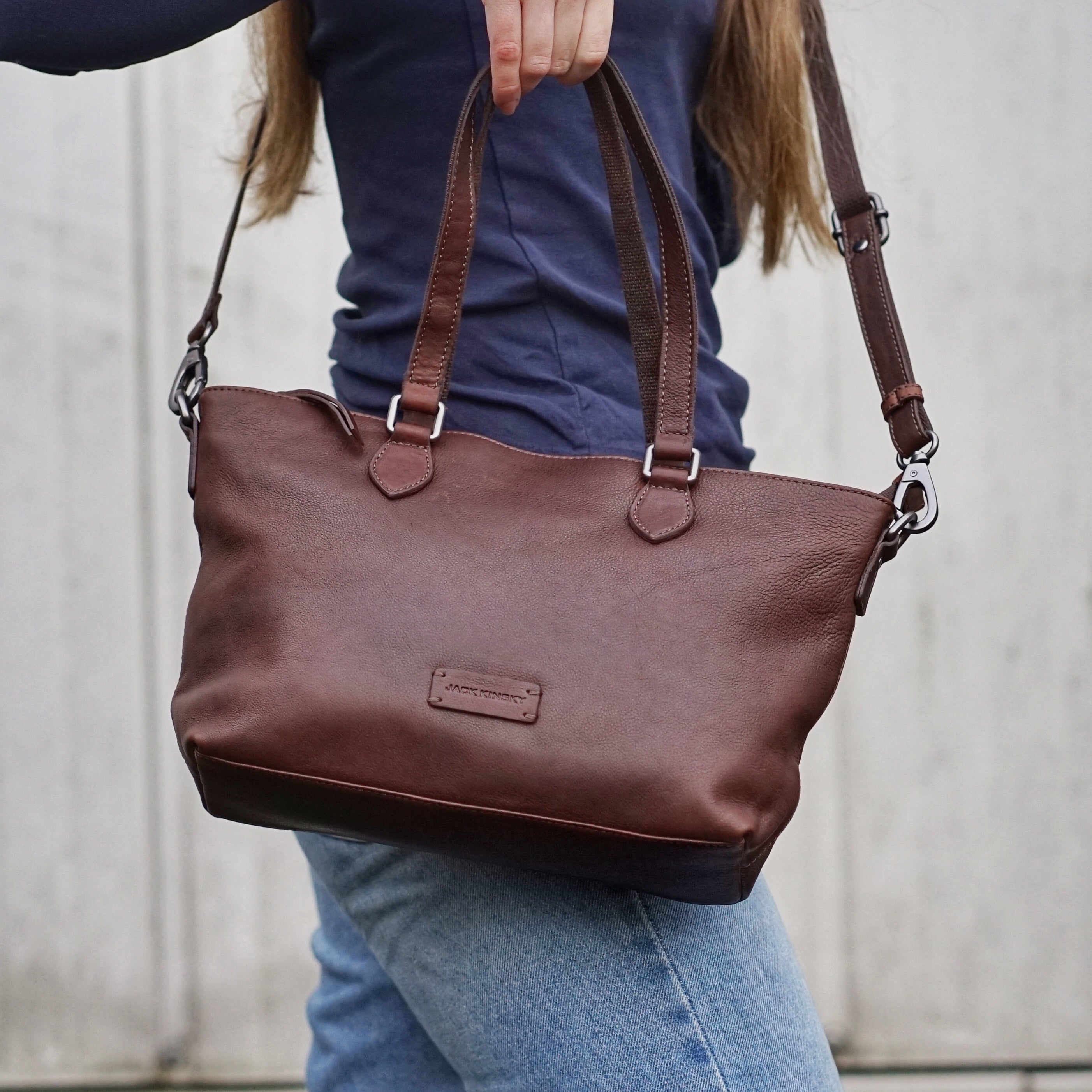 Jack Kinsky Montreal 23N Handtasche Cognac Rindleder