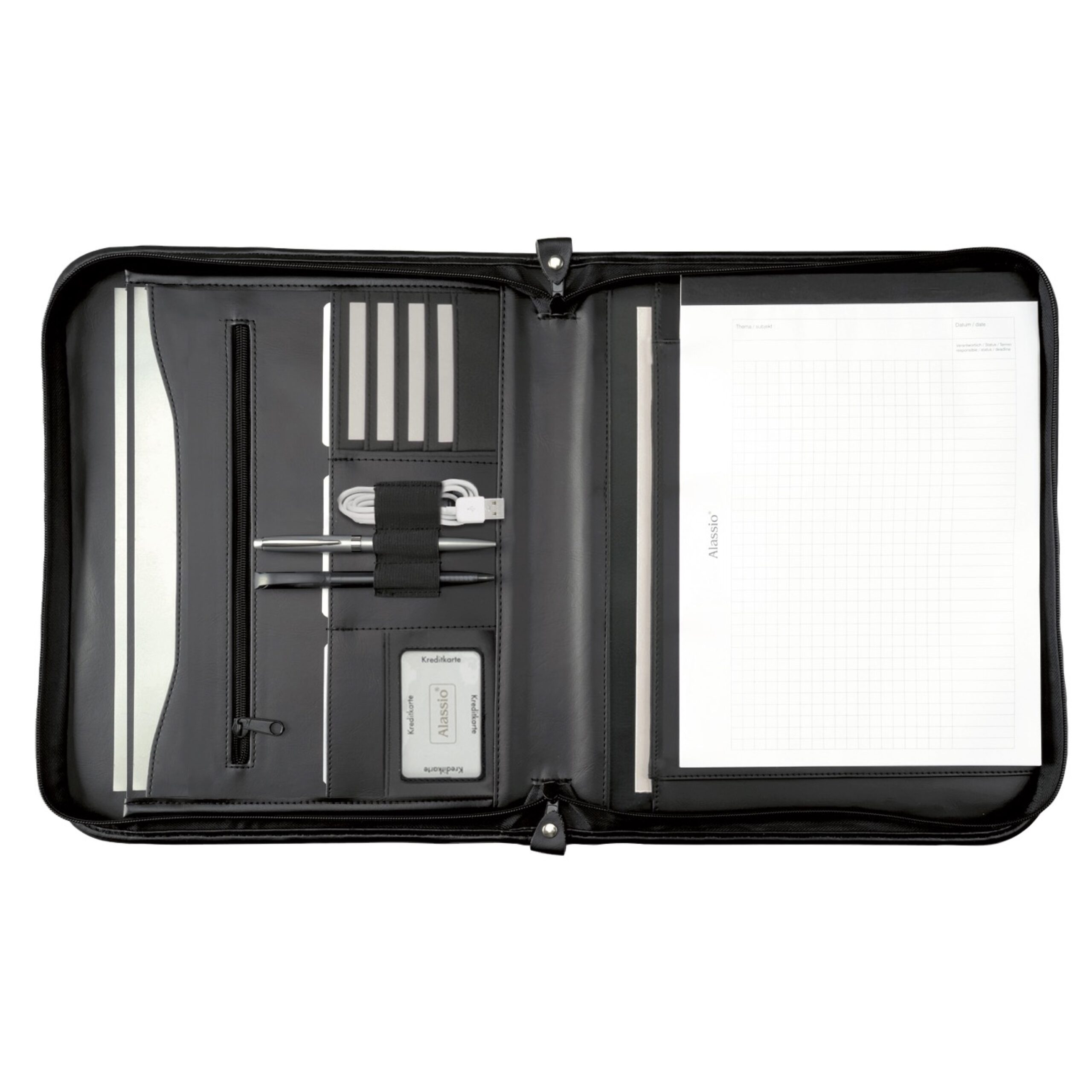 Alumaxx Vernazza Schreibmappe A4 Schwarz Kunstleder
