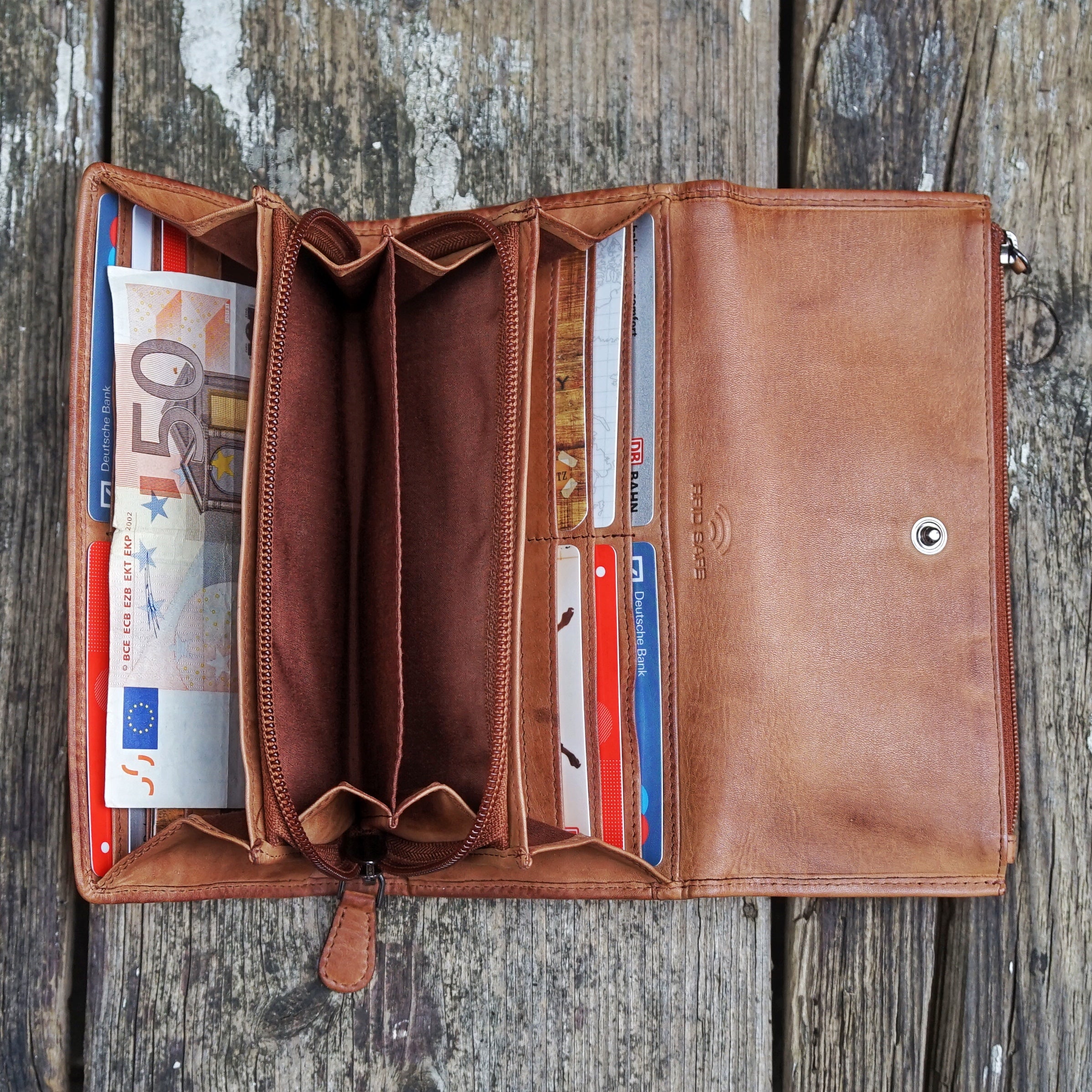 Jack Kinsky Nelson 813 Langbörse Rot Vintage Echtleder