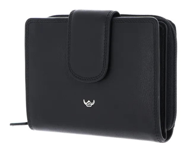 Golden Head Polo 3331 Geldbörse Schwarz RFID Rindsleder Zipper