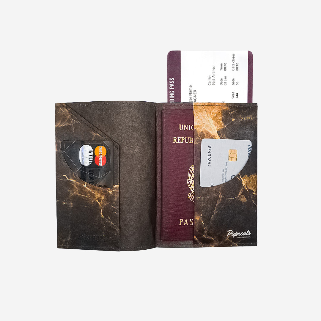 Paprcuts Black Marble RFID Reisepasshülle Tyvek vegan