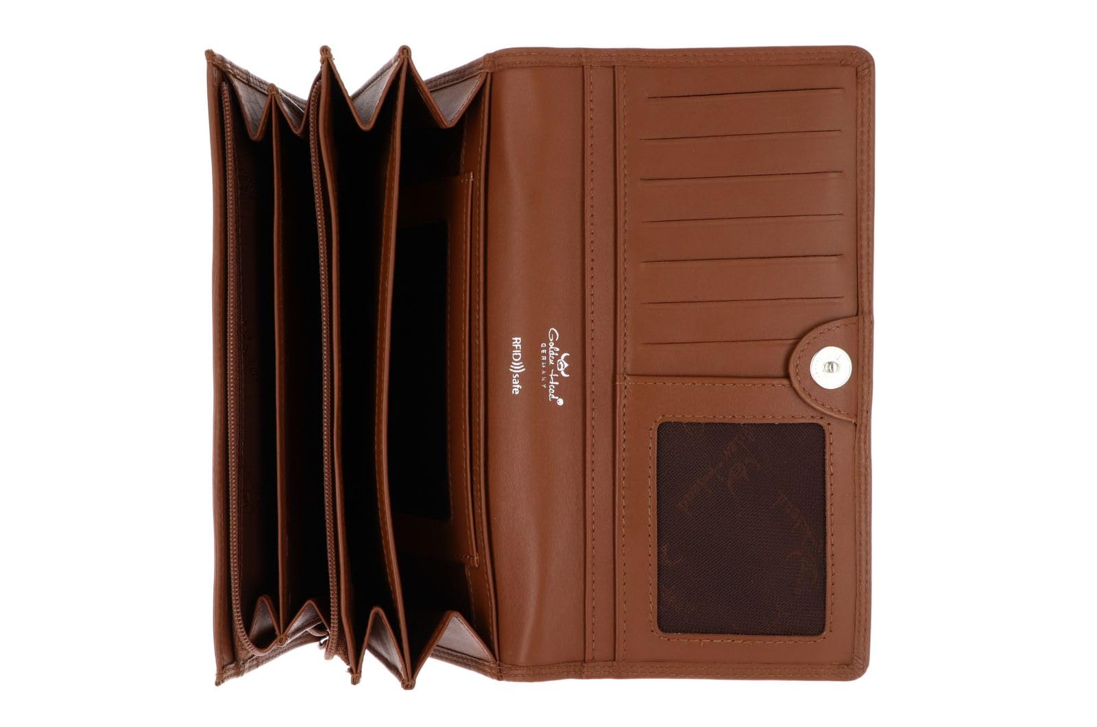 Golden Head Polo 2802 Damenbörse Cognac RFID Querformat