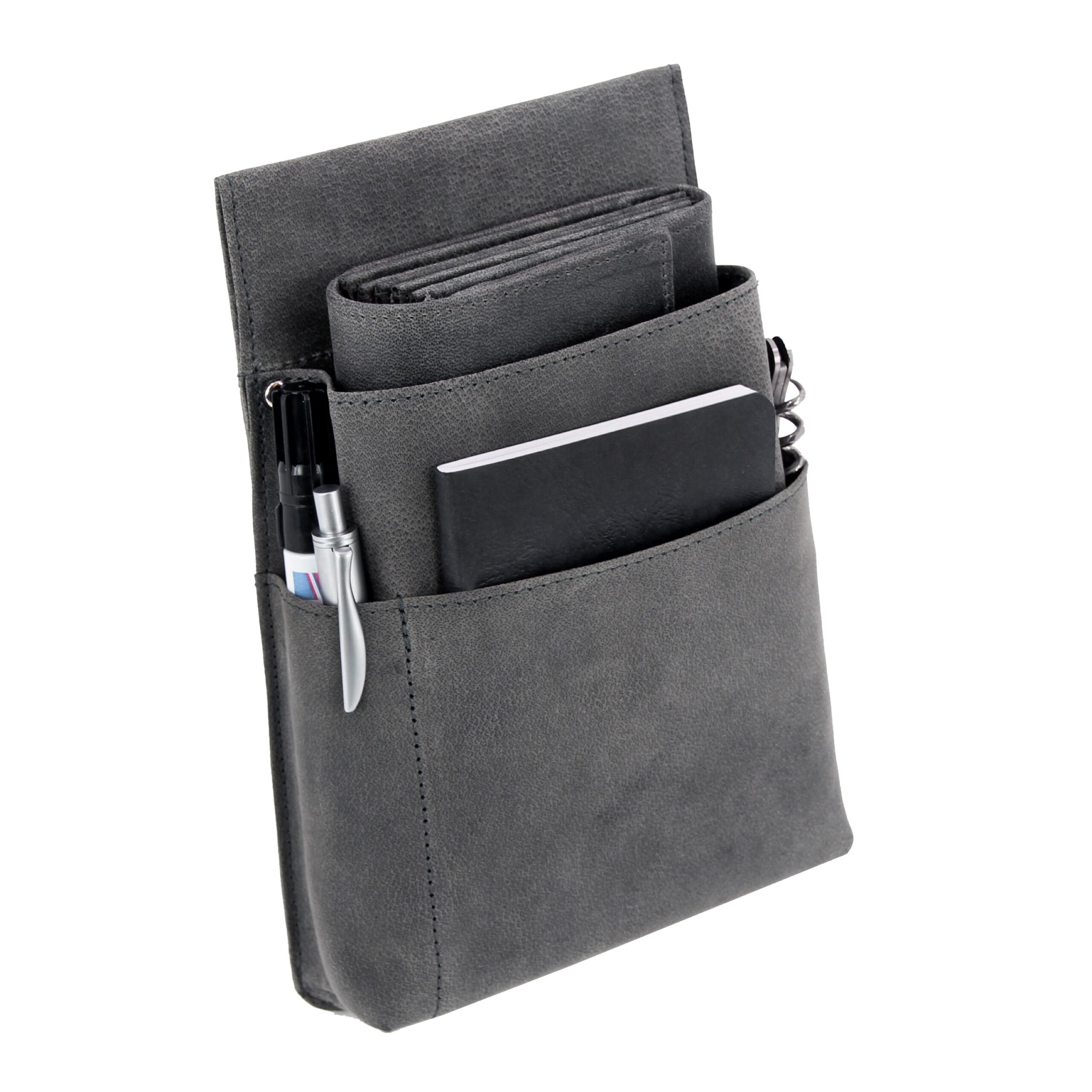 Alumaxx Gürteltasche Kellnerbörse Kellnertasche grau Leder