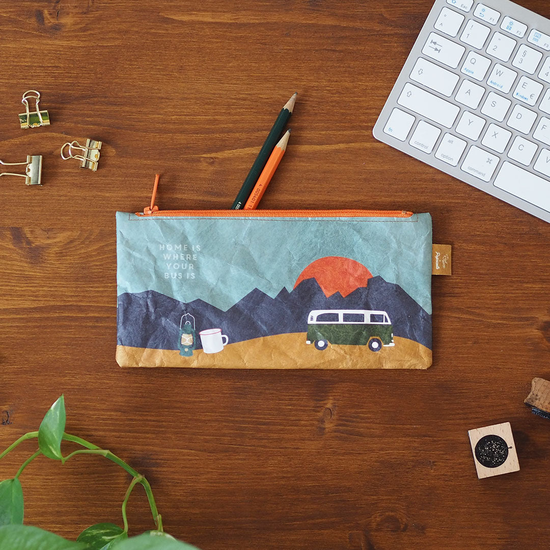 Paprcuts Federtasche Vanlife Federmäppchen orange Tyvek vegan