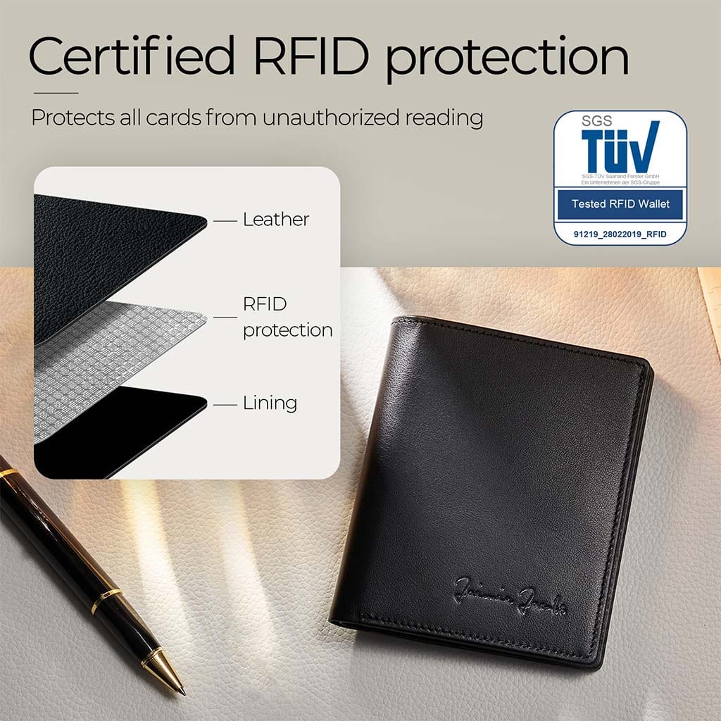 Jaimie Jacobs Slimstar Geldbeutel Leder Schwarz mit Münzfach RFID