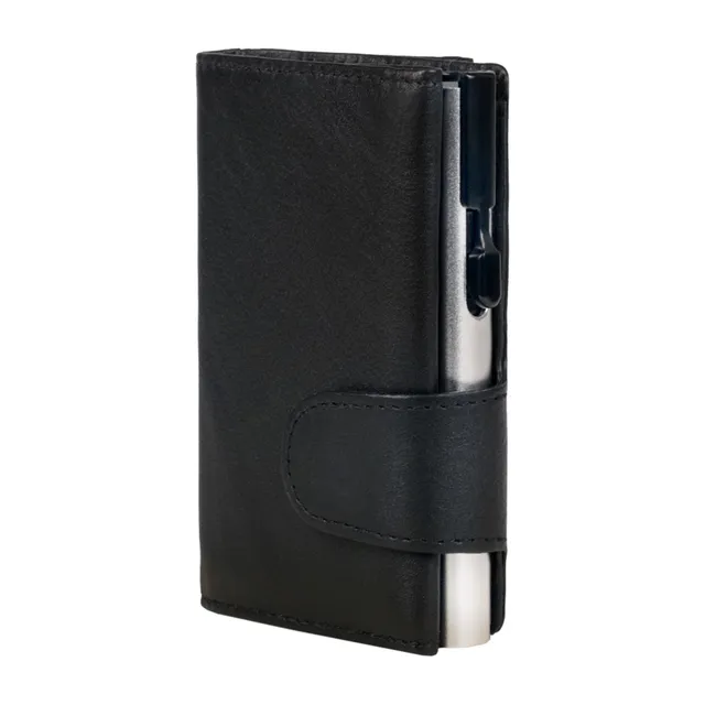 Alumaxx Clicksafe Börse RFID Nappaleder schwarz 8 Karten