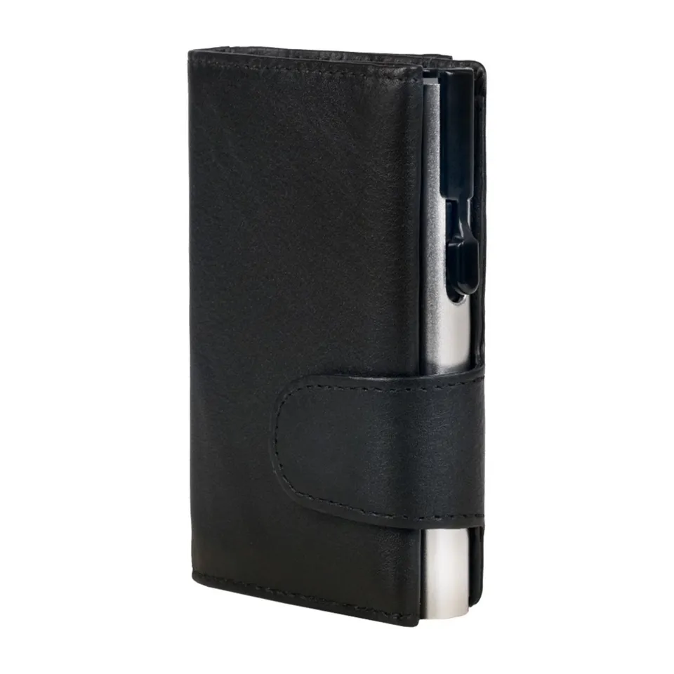 Alumaxx Clicksafe Börse RFID Nappaleder schwarz 8 Karten