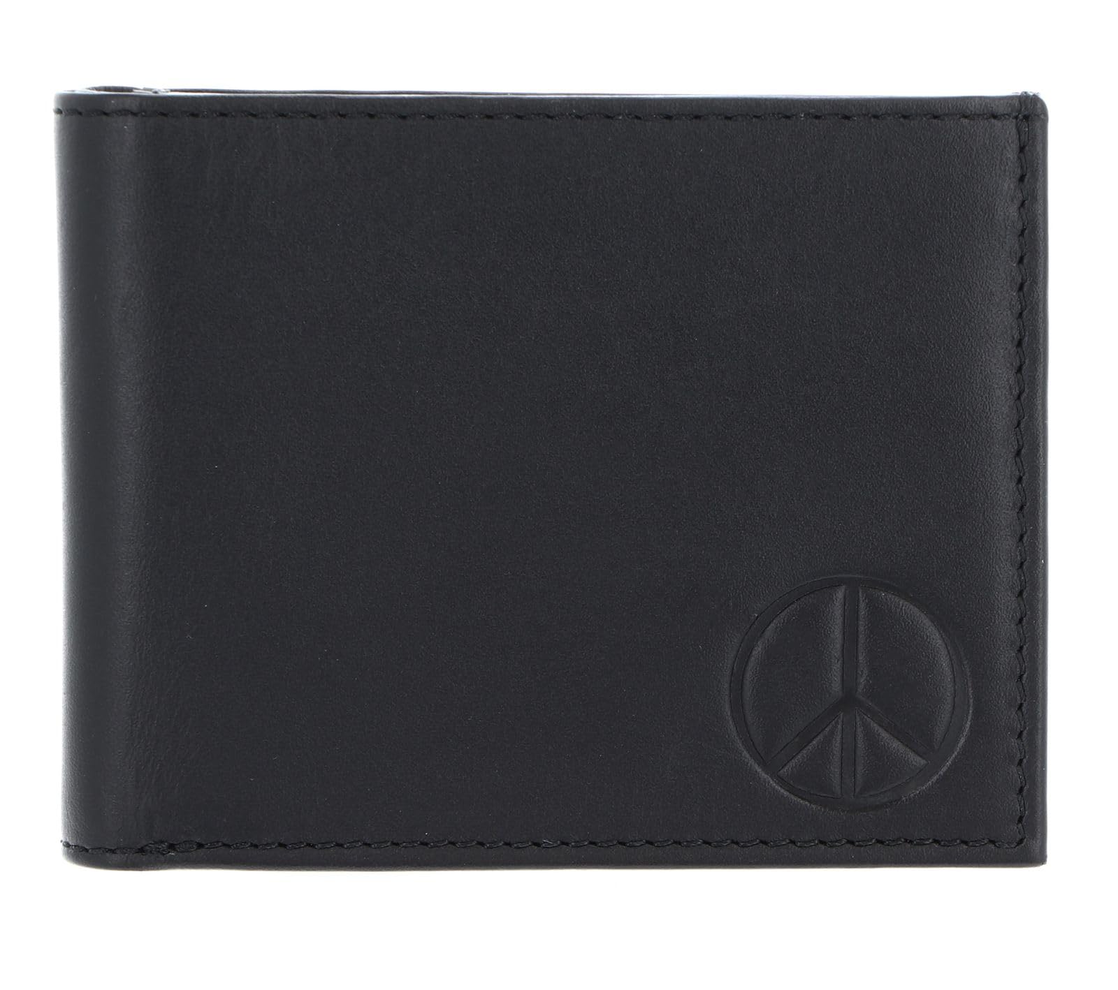 oxmox Leather Pocketbörse Peace Geldbörse schwarz RFID