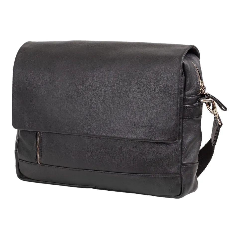 Alumaxx Oro Schultertasche Schwarz Leder A4 Laptopfach