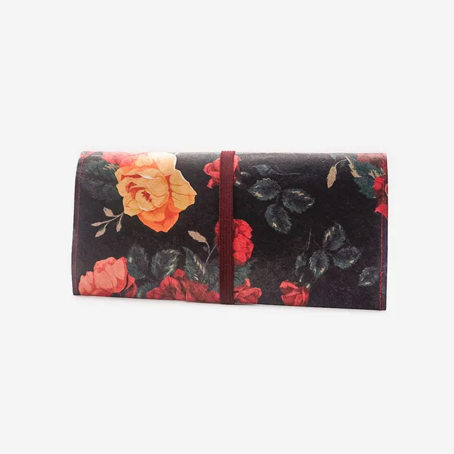 Paprcuts Tabakbeutel Flowers Tabaktasche schwarz-rot vegan
