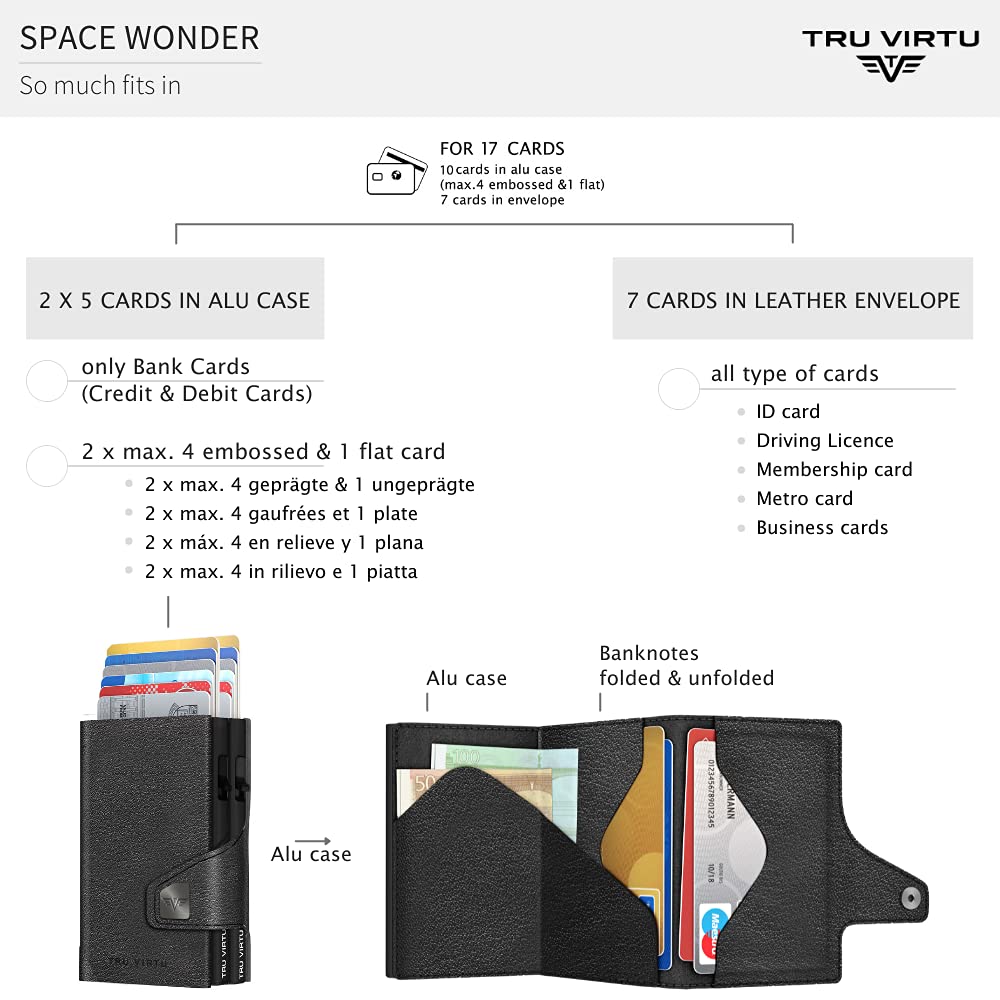 Tru Virtu Double Wallet Nappa Geldbörse Black RFID